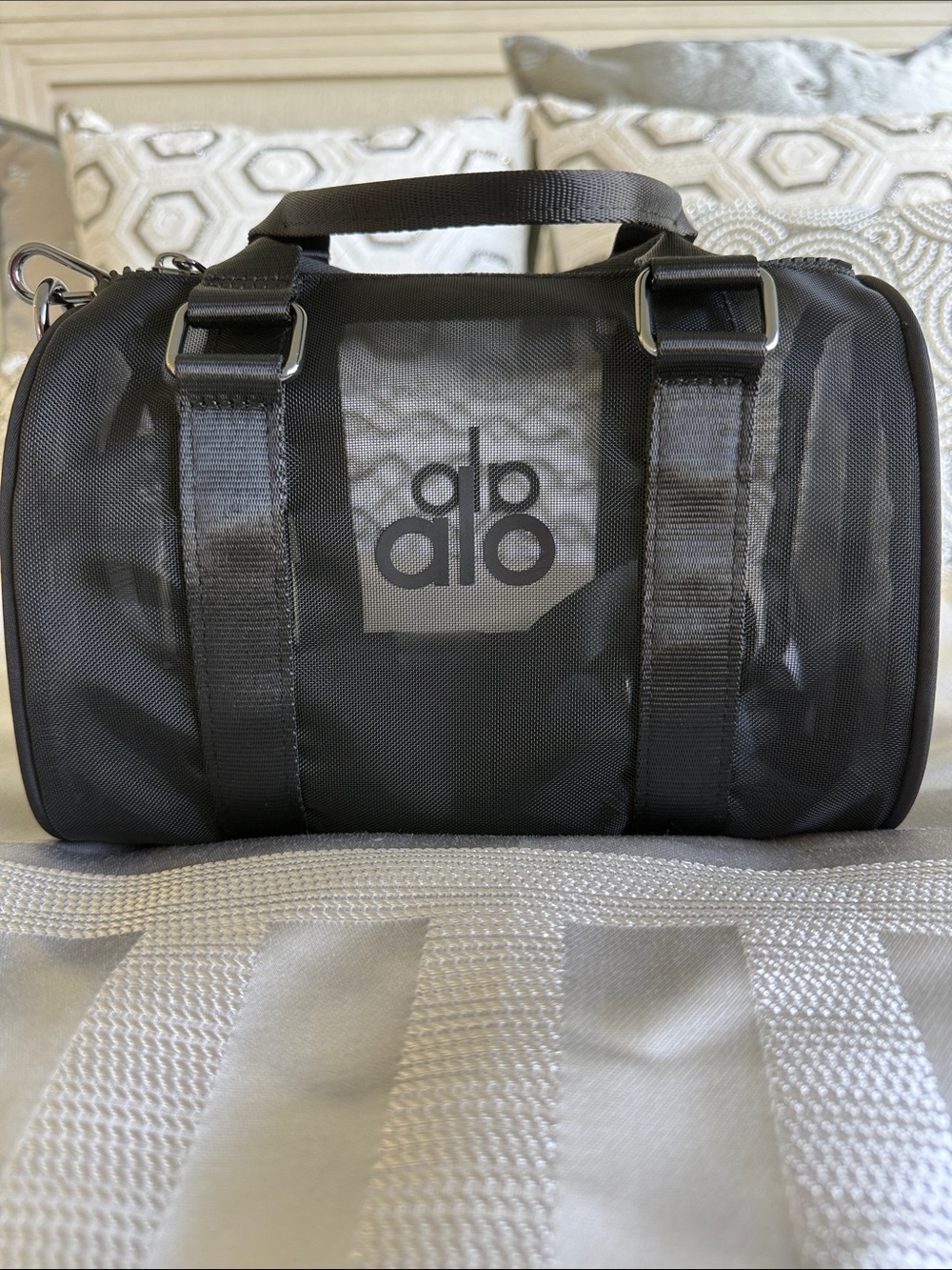 Alo Mini Mesh Black Duffle Bag Discontinued Rare NEW
